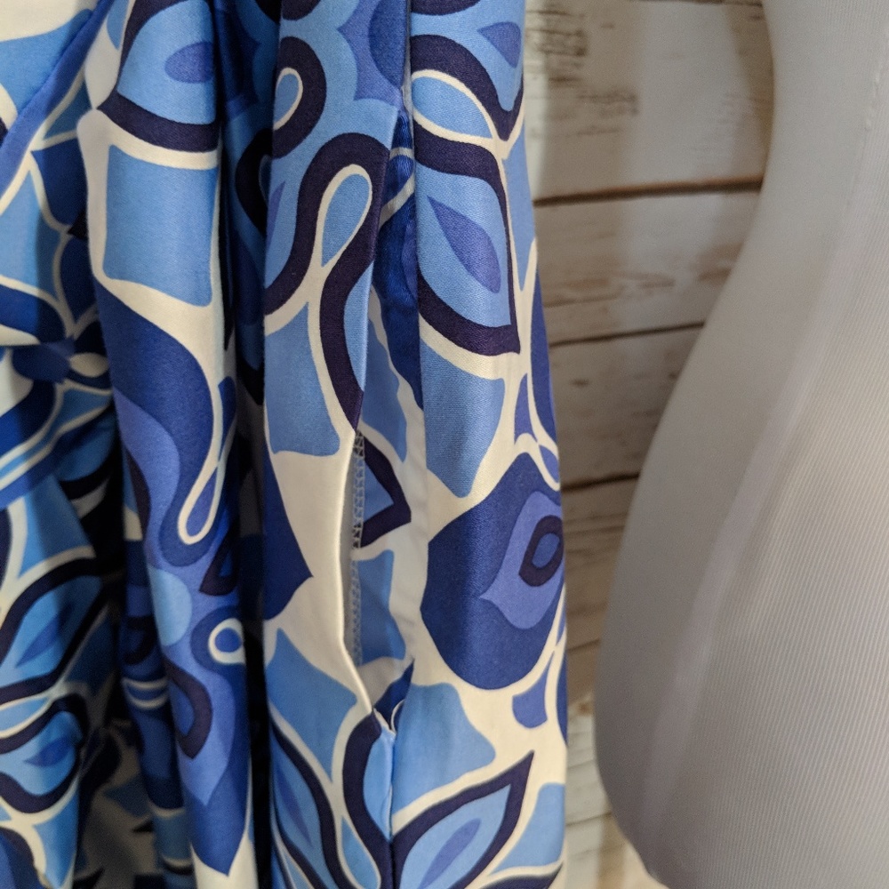 LONDON TIMES Blue Floral A-Line Fit & Flare Dress - Picture 6 of 8